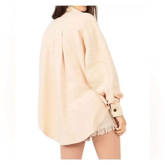 Free People‎ Oversized Ruby Sweetheart Fleece Shirt Jacket Distressed Size Small - Picture 15 of 16